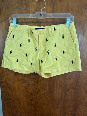Ralph Lauren Yellow Polo Pony Embroidered Cotton Shorts